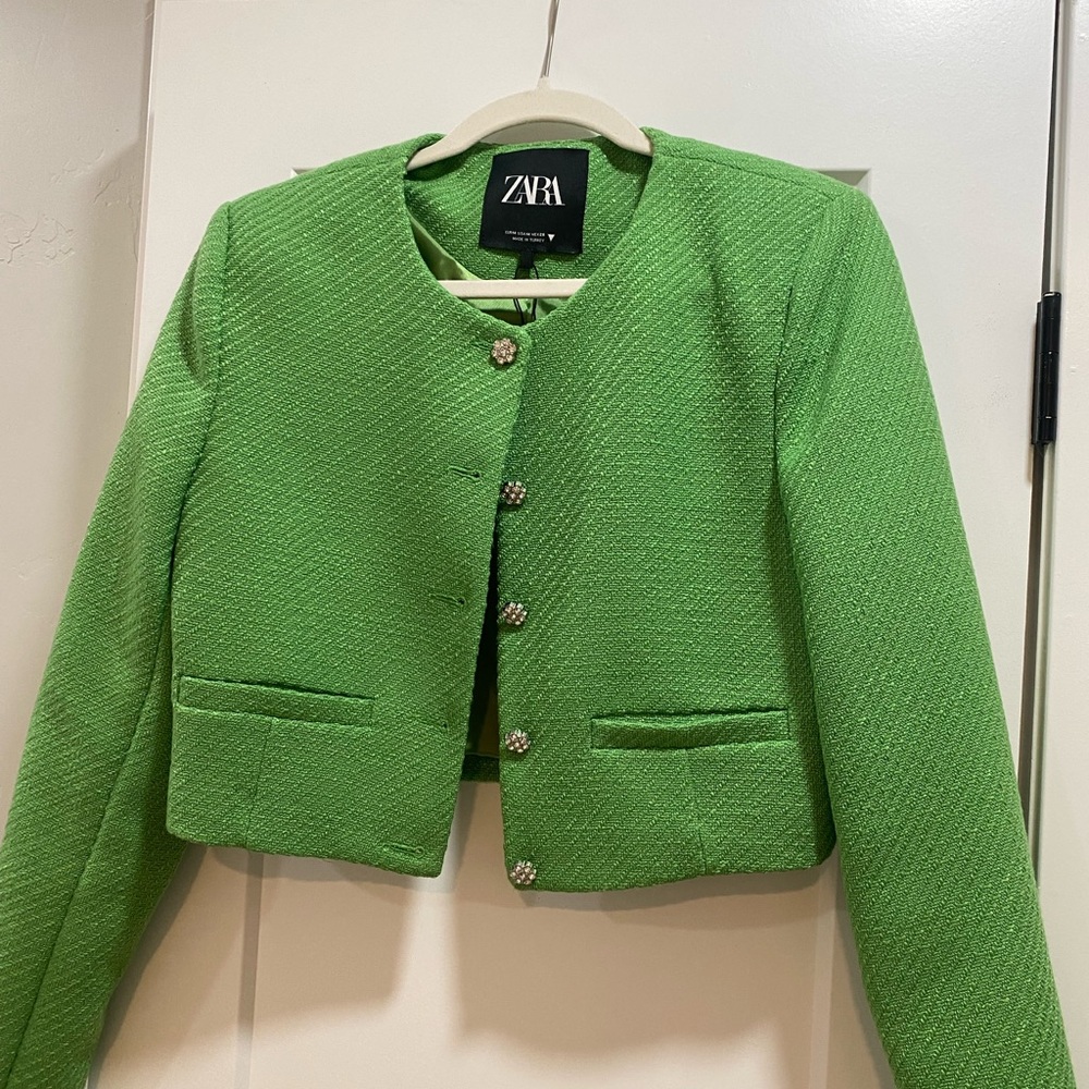 Green dressy jacket Zara never worn